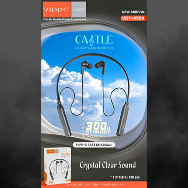 Vippo VBT-4954 Castle Bluetooth 5.3 Wireless Neckband with Type-C Fast Charging | OGdeal